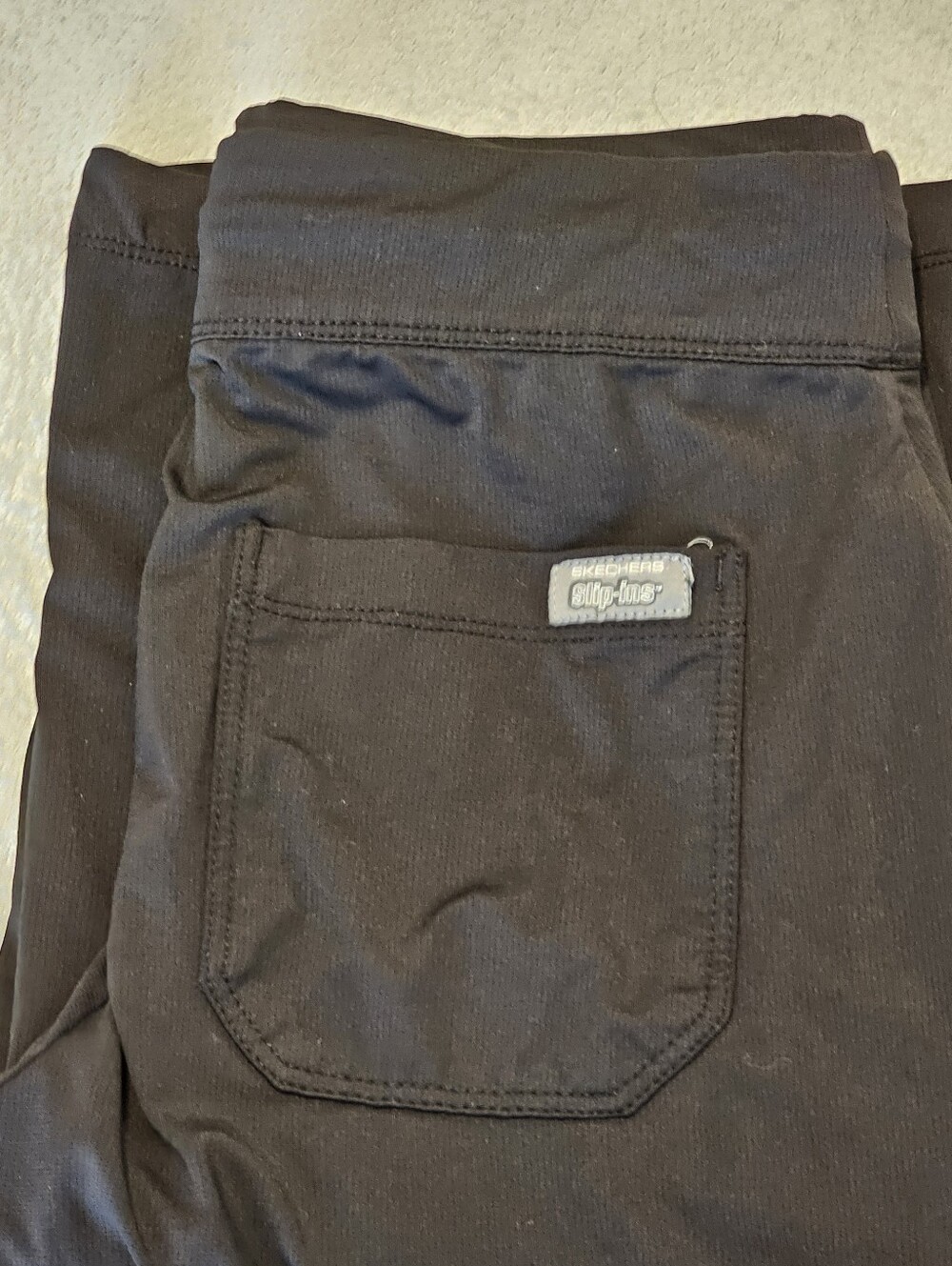Skechers by Barco Slip-Ins Mens Black Cargo Scrub Pants Flare Leg Drawstring 24"